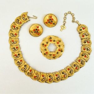 Puccini vintage necklace, brooch & earring set